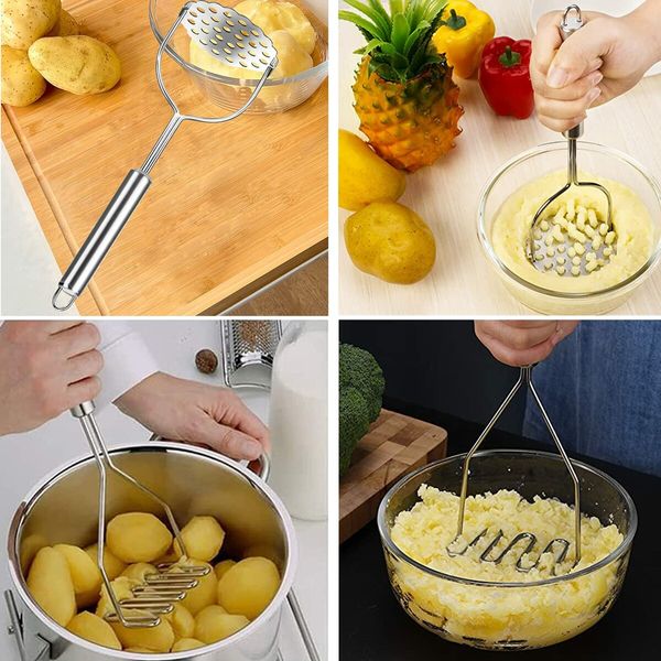 2 Pack Potato Masher,Heavy Duty Stainless Steel Potato Masher Kitchen Tool For Avocado,Mashed Potatoes,Beans,Vegetables etc.