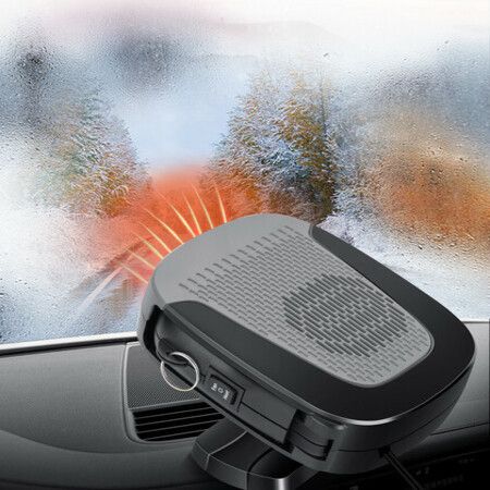 Portable Car Heater for Window Defroster Demister, Gray 12 V 2 and 1 Hot and Thermal Cooling Fan Ceramic Plug-in Cigarette Lighter for Car