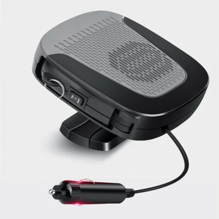 Portable Car Heater for Window Defroster Demister, Gray 12 V 2 and 1 Hot and Thermal Cooling Fan Ceramic Plug-in Cigarette Lighter for Car