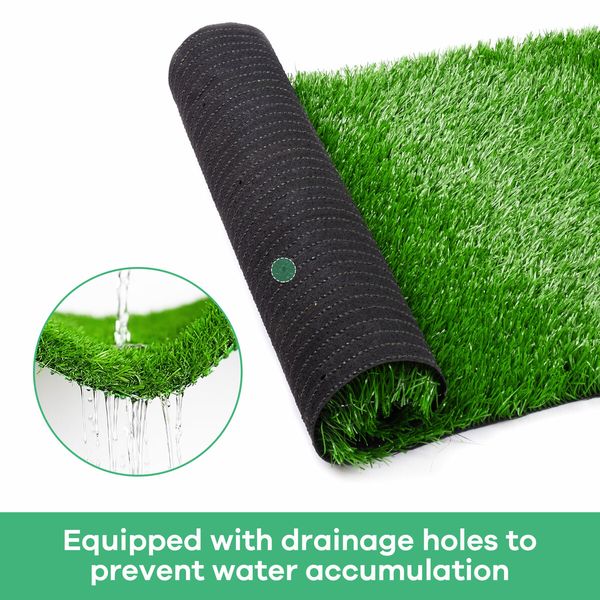 2x5M Artificial Grass Roll  Fireproof Fake Synthetic Turf Faux Lawn 10SQM Plastic Plant Mat Flooring Yarn Decor Olive 15mm 10 Pins