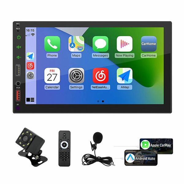 7inch Double Din Car Stereo Radio Android Player Apple CarPlay Bluetooth Head Unit System Touch Screen Navigation