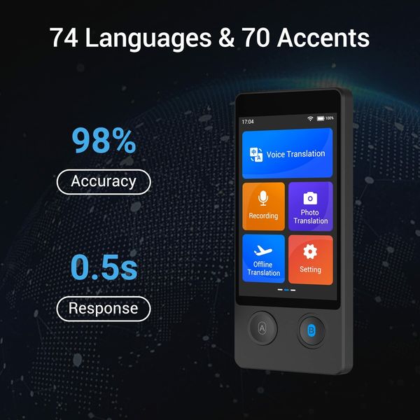 Language Translator Device Accurate Offline Online Translation 3.7" Touch Screen Newest Real-time Voice Translation in 144 Different Languages for Learning,Travel Business