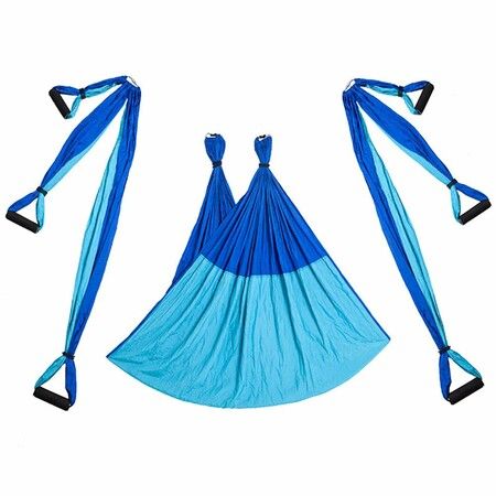 Aerial Yoga Swing Set Ultra Strong Antigravity Yoga Flying Sling Inversion Swing Tools with Extension Belt for Air Yoga Inversion Fitness Mixed Blue