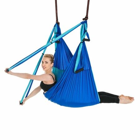 Aerial Yoga Swing Set Ultra Strong Antigravity Yoga Flying Sling Inversion Swing Tools with Extension Belt for Air Yoga Inversion Fitness Mixed Blue