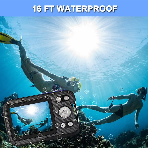 16FT Underwater Camera 30MP Waterproof Digital Camera with 32G Card and Rechargeable Battery,18X Point and Shoot Camera for Boys Girls Children Teens Snorkeling Swimming Vacation (Blue)