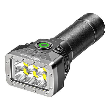 6 LED Flashlight Aluminum Alloy Rechargeable Mini Torch High Brightness Display Energy Outdoor Lighting for Camping Emergency