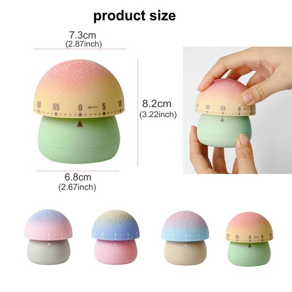 Mechanical Cute Mushroom Kitchen Timer Wind Up 60 Minutes Manual Countdown Timer for Classroom Home Study Cooking-Pink