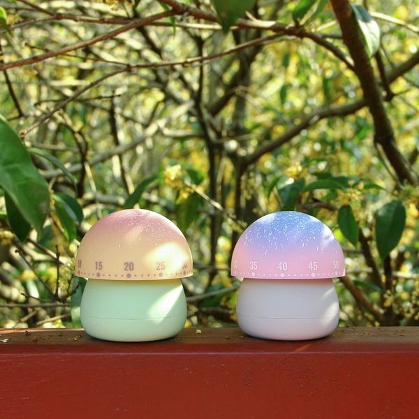 Mechanical Cute Mushroom Kitchen Timer Wind Up 60 Minutes Manual Countdown Timer for Classroom Home Study Cooking-Pink