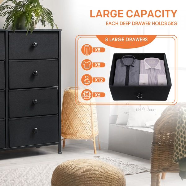 Chest of 8 Drawers Dresser Storage Table Unit Bedroom Living Room Furniture Cabinet Organizer Hallway Clothes Organiser