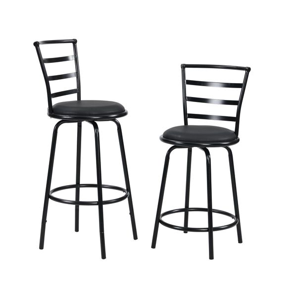 IHOMDEC Industrial Swivel Bar Stools with Adjustable Height Black Set of 3