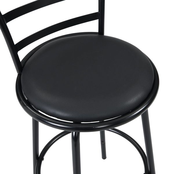 IHOMDEC Industrial Swivel Bar Stools with Adjustable Height Black Set of 3