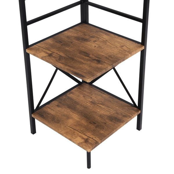 IHOMDEC Industrial 6-Tier Square Corner Bookshelf, 186.5cmH Rustic Dark Brown