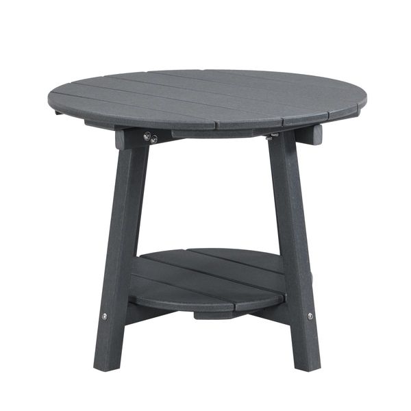 EHOMMATE HDPE Round Top Double Layers Outdoor Coffee Table Grey