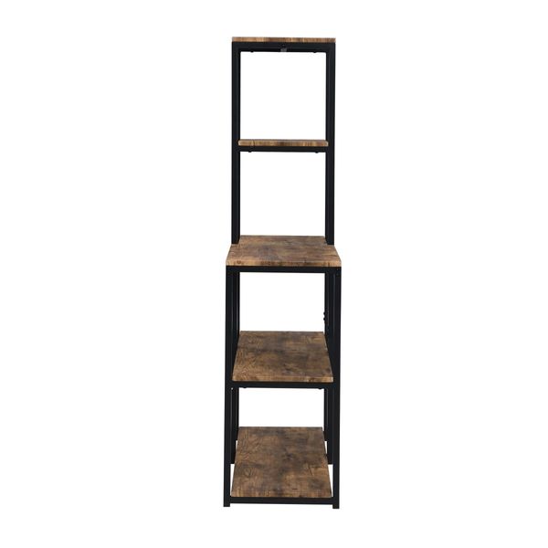 IHOMDEC 5-Tier L Shaped Open Ladder Bookshelf Rustic Dark Brown