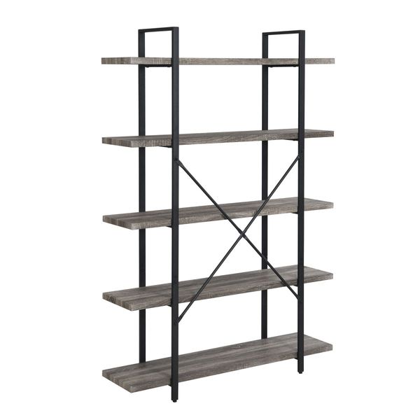 IHOMDEC 5-Tier Industrial Style Bookshelf Grey