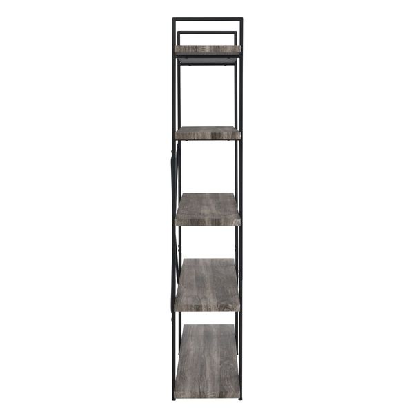 IHOMDEC 5-Tier Industrial Style Bookshelf Grey