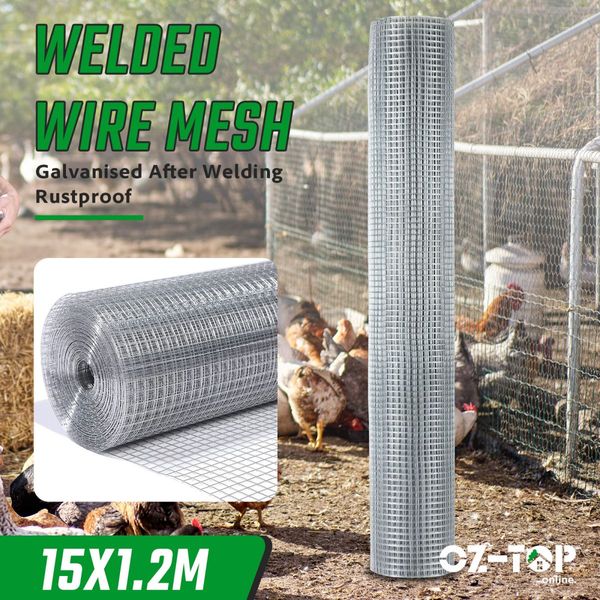 Hardware Cloth Galvanised Welded Wire Mesh Fence Roll Chicken Coop Rabbit Cage Gopher Tree Guard Barrier Enclosure Fencing 15mx1.2m