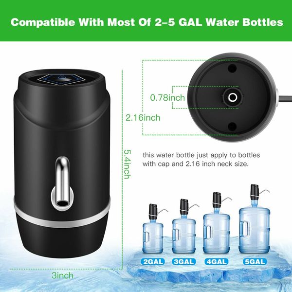 Electric Drinking Water Pump Portable Water Dispenser Universal USB Charging Water Bottle Pump for Home Camping