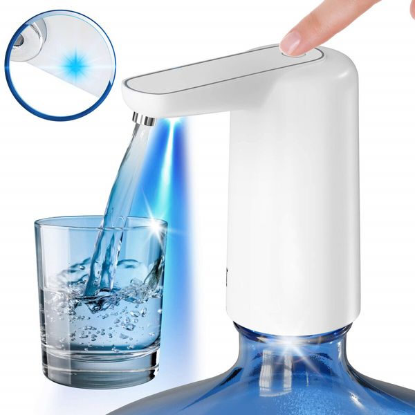 Portable Electric Water Dispenser USB Rechargeable Battery Compatible with 2-5 Gallon Bottles for Home Camping