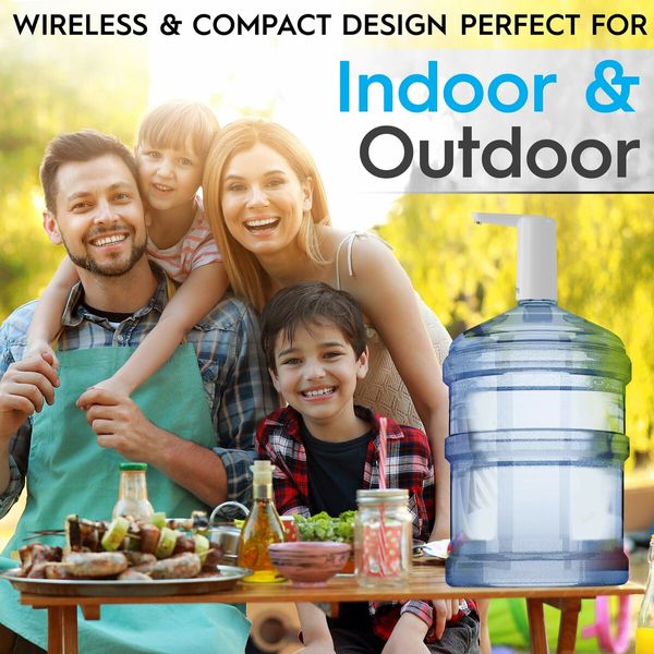 Portable Electric Water Dispenser USB Rechargeable Battery Compatible with 2-5 Gallon Bottles for Home Camping