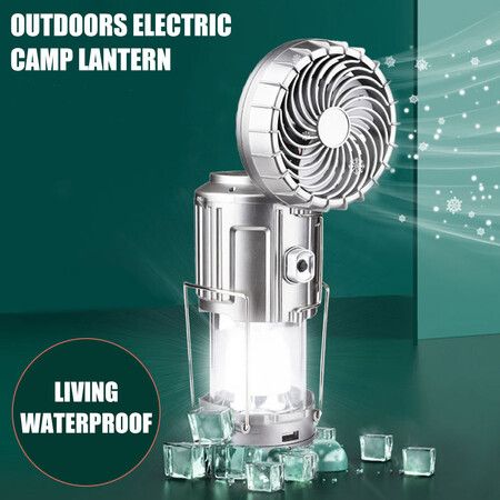 Solar Camping Fan With Led Lantern, Portable Tent Fan With Hanging Hook, Rechargeable Lanterns For Power Outage Hurricane Emergency Camping Gear Must Haves