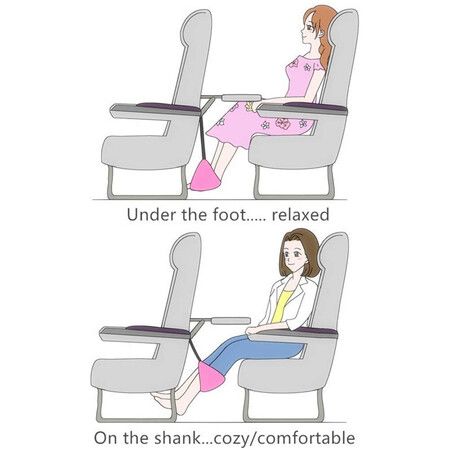 Airplane Footrest, Travel Leg Hammock, Flight Carry-On Foot Rest (Black)