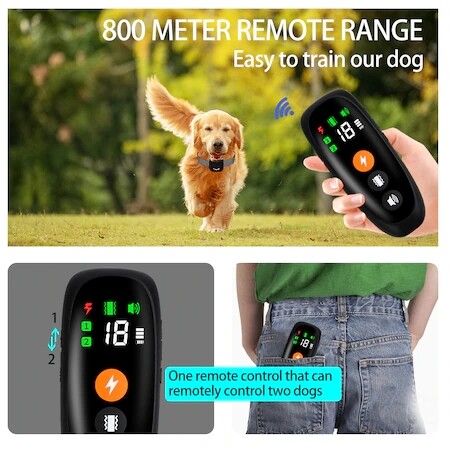 Auto Anti bark and Remote Training 2 in 1 Bark Collar, Shock Vibration Beep 800 Meters Dog Training Collar