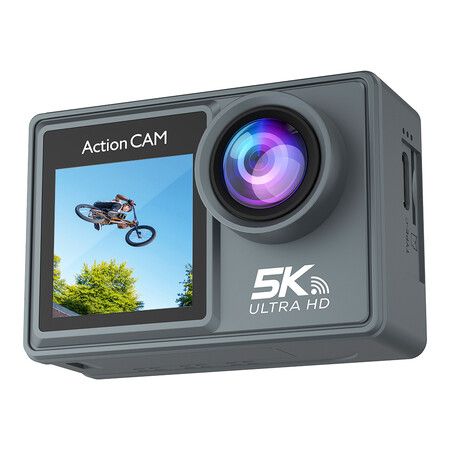 5K 30FPS Action Camera Dual IPS Screen 170 Degree Wide Angle 30m Waterproof Sport Camera with Remote Control Bicycle Diving Cam