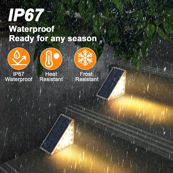 LED Solar Step Lights Waterproof Outdoor Stair Lights,Warm White Solar Deck Lights IP67 Solar Decoration Lights for Yard,Patio,Garden,Walkways,Front Door,Pathway,Driveway,Porch (6Pack)