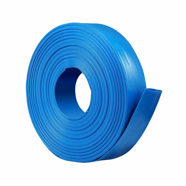 1.5inch Lay Flat Hose PVC Water Discharge Drain Transfer Backwash Pipe Irrigation Pump Outlet Weatherproof Burstproof 50m Blue