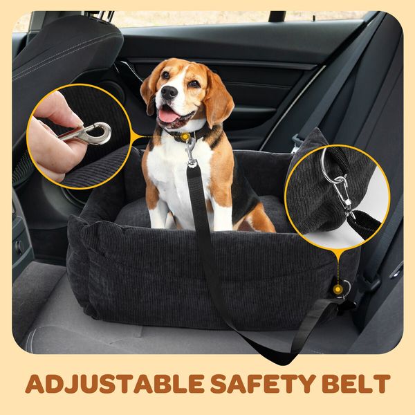 Dog Car Seat Cat Bed Booster Sofa Pet Calming Couch Cushion Puppy Washable Protector Camping Travel Basket Carrier Safety Belt Medium 55x55x30cm