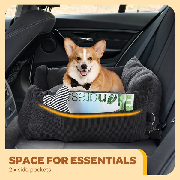 Dog Car Seat Cat Bed Booster Sofa Pet Calming Couch Cushion Puppy Washable Protector Camping Travel Basket Carrier Safety Belt Medium 55x55x30cm