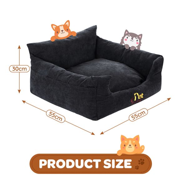 Dog Car Seat Cat Bed Booster Sofa Pet Calming Couch Cushion Puppy Washable Protector Camping Travel Basket Carrier Safety Belt Medium 55x55x30cm