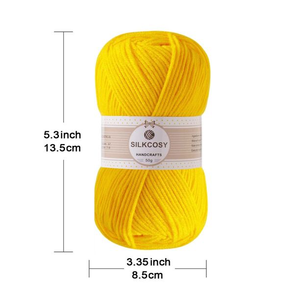 Crochet Yarn,Feels Soft 560 Yards Assorted Colors 4ply Acrylic Yarn,Yarn for Crochet & Hand Knitting (4 Pcs,200g,Yellow)