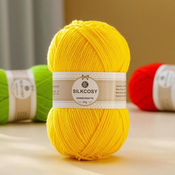 Crochet Yarn,Feels Soft 560 Yards Assorted Colors 4ply Acrylic Yarn,Yarn for Crochet & Hand Knitting (4 Pcs,200g,Yellow)