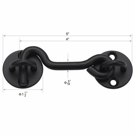 4" Privacy Hook and Eye Latch Easy Lock for Barn Door (4inch,5pack,Black)