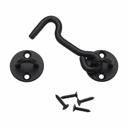 4" Privacy Hook and Eye Latch Easy Lock for Barn Door (4inch,1pcs,Black)