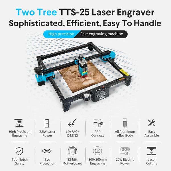 Laser Engraving Cutter Cutting Machine For Wood Leather Aluminum Acrylic Paper Plywood DIY 20w High Accuracy Online Off-line Connect