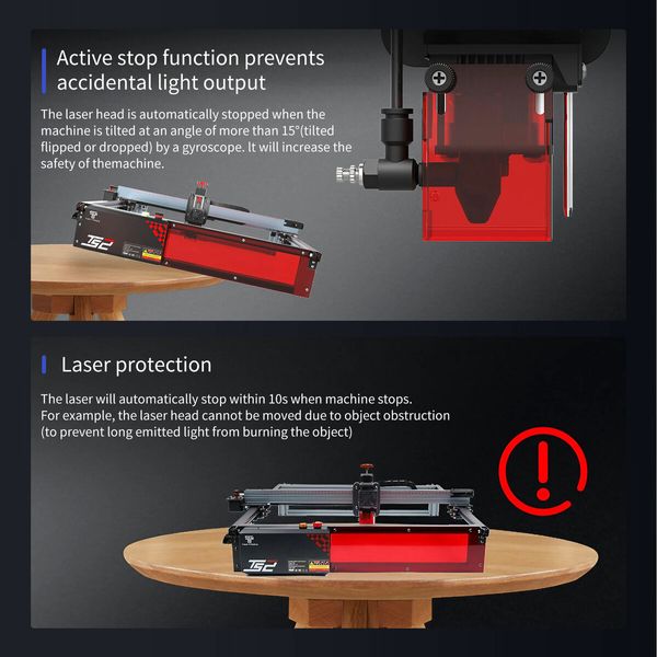 Laser Engraver Wood Cutter Engraving Etching Cutting Machine Auto Focus Eye Protection For Windows APP Remote Control