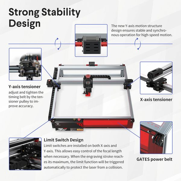 Laser Engraver Wood Cutter Engraving Etching Cutting Machine Auto Focus Eye Protection For Windows APP Remote Control