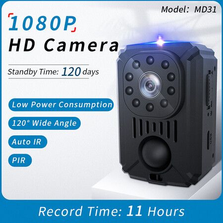 1080P MD31 Mini Body Camera HD Camera Pocket Cam Night Vision Small Cam for Cars PIR Sport Video Recorder DV