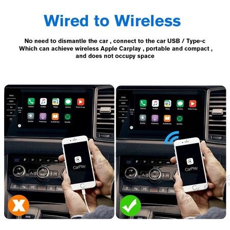 For Apple Carplay AI Box Car Wired CarPlay to Wireless CarPlay Android Auto Fast Connect Smart Mini AI Box USB Plug and Play