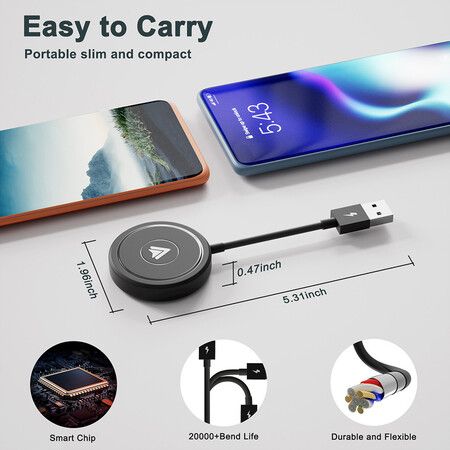 For Android Phone Wireless Auto Car Adapter,Wireless CarPlay Adapter,Plug Play 5GHz WiFi Online Upgrade,Wireless Carplay Dongle