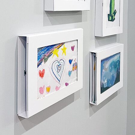 3 in 1 Kids Art Frame Display Store File Front Opening Artwork Storage Wall Art Display(33*24*6 cm)