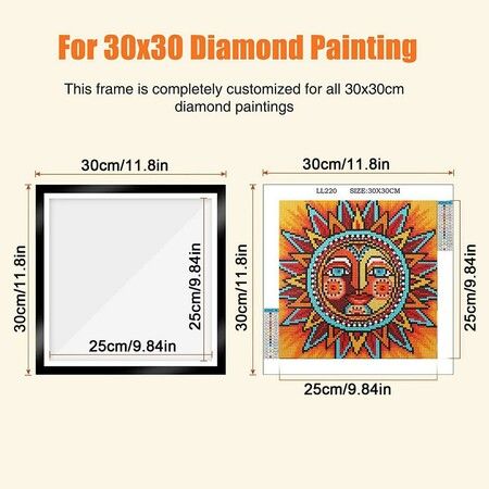 25*25 Magnetic Art Frames Diamonds Art Painting Frames Display Painting Frames or Photos Solid Frame for Wall (4 Pack)