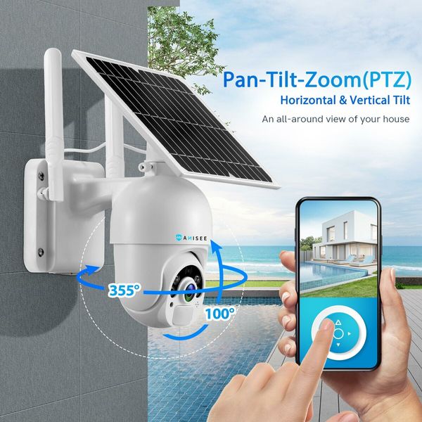 4G LTE Security Camera Home House CCTV Wireless Solar WiFi Surveillance System Outdoor PTZ SIM Card Batteries