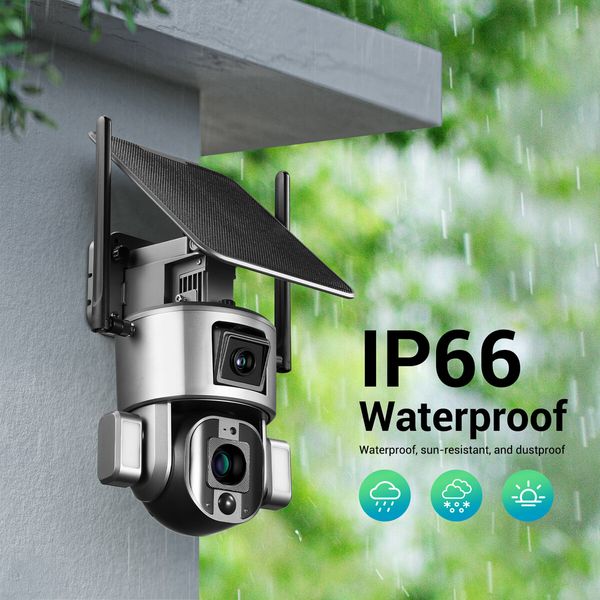 4G LTE Security Camera Home CCTV House WiFi Solar Wireless Outdoor Surveillance System Dual Lens 4K PTZ Batteries