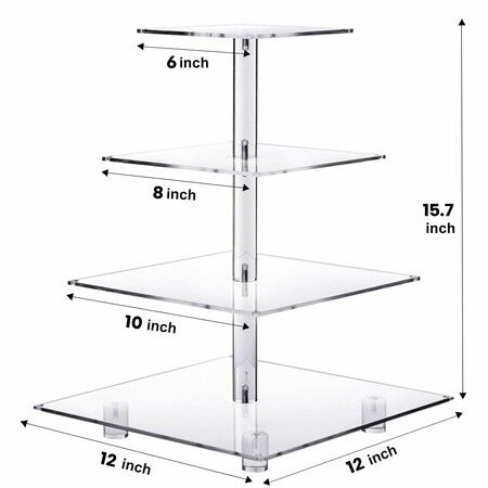 4 Tier Cupcake Stand Acrylic Tower Display with LED Light Premium Holder Dessert Tree Tower for Birthday Cady Bar Décor Weddings,Parties Events (Blue Light)