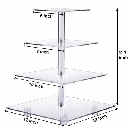 4 Tier Cupcake Stand Acrylic Tower Display with LED Light Premium Holder Dessert Tree Tower for Birthday Cady Bar Decor Weddings,Parties Events (Yellow Light)