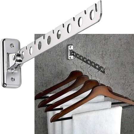 2 Foldable Hooks Wall Hanging Clothes Closet Storage Organizer for Laundry, Bedroom, Bathroom, Kitchen